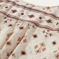 Stetson Gaucho Print Herringbone Blouse White