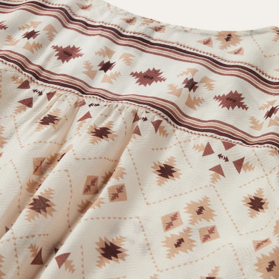 Stetson Gaucho Print Herringbone Blouse White