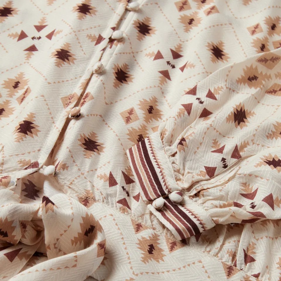 Best Stetson Gaucho Print Herringbone Blouse White
