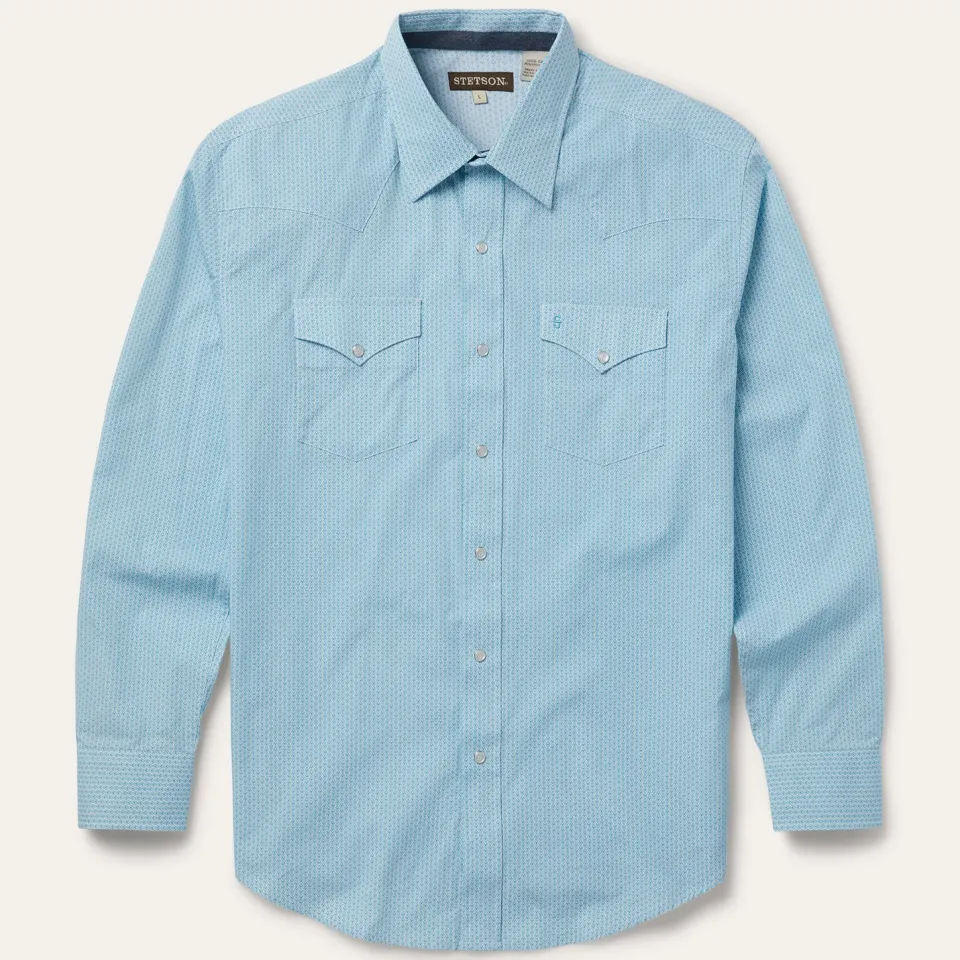Outlet Stetson Geo Western Shirt Blue