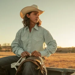 Stetson Geo Western Shirt Blue