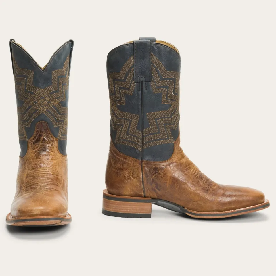 Outlet Stetson Goddard Burnished Blue Leather Boot Brown