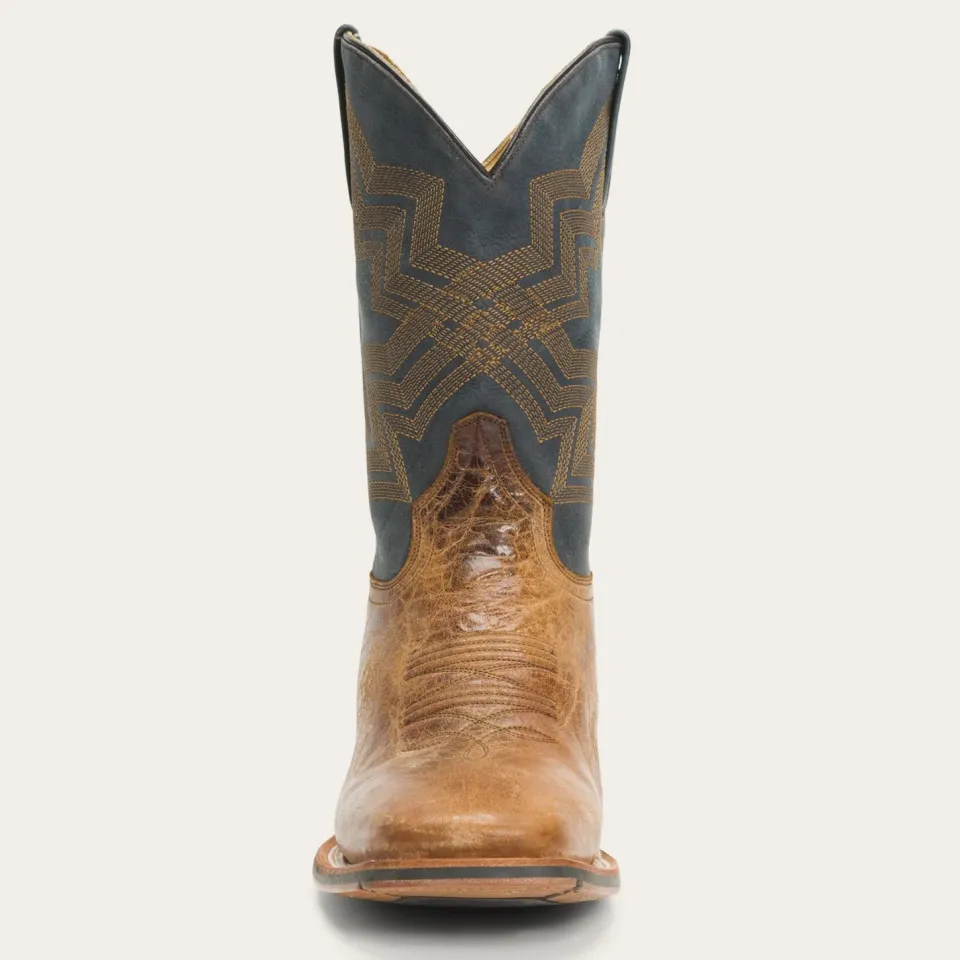 Outlet Stetson Goddard Burnished Blue Leather Boot Brown