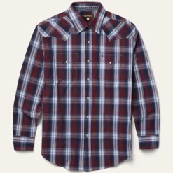 New Stetson Good Luck Plaid Western Shirt Wine