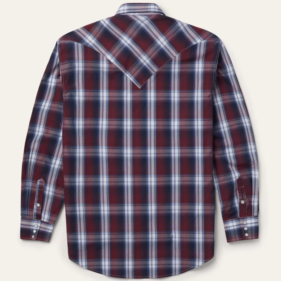 New Stetson Good Luck Plaid Western Shirt Wine