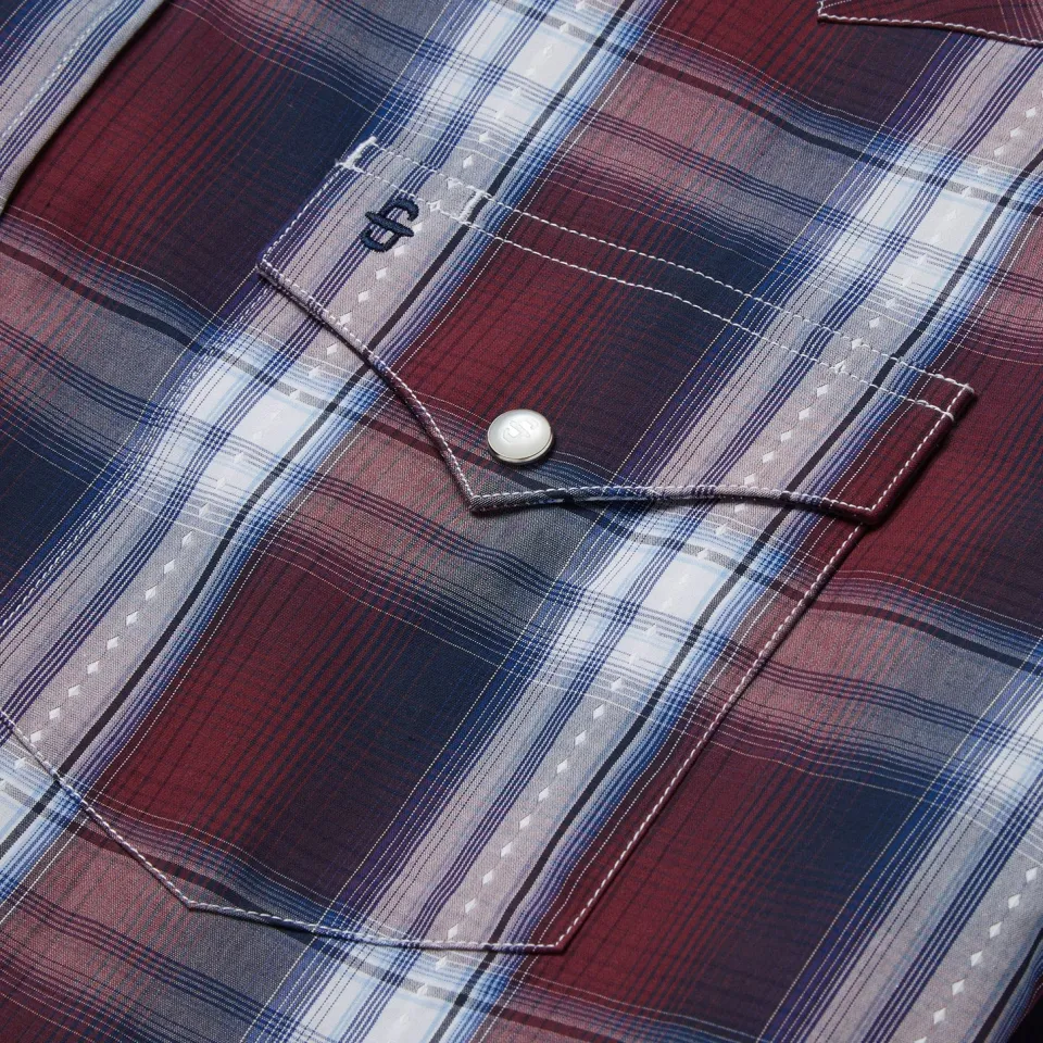 New Stetson Good Luck Plaid Western Shirt Wine