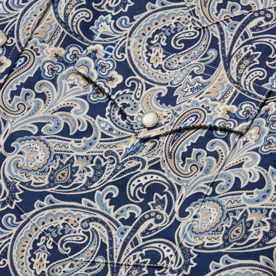 Online Stetson Greenspring Paisley Short Sleeve Western Shirt Blue