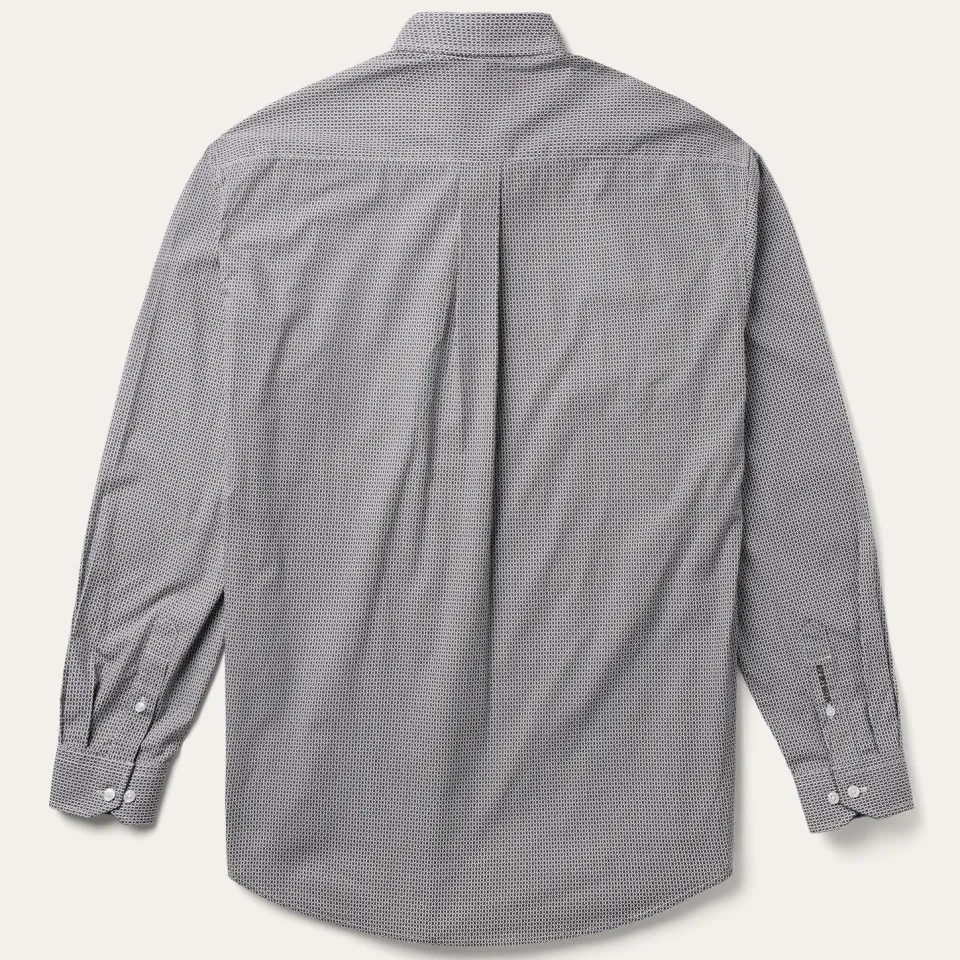 Clearance Stetson Geo Print Button Front Shirt Grey