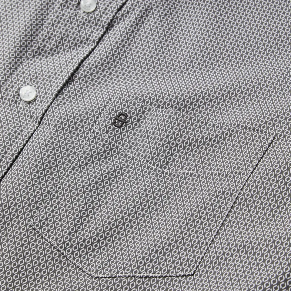 Clearance Stetson Geo Print Button Front Shirt Grey