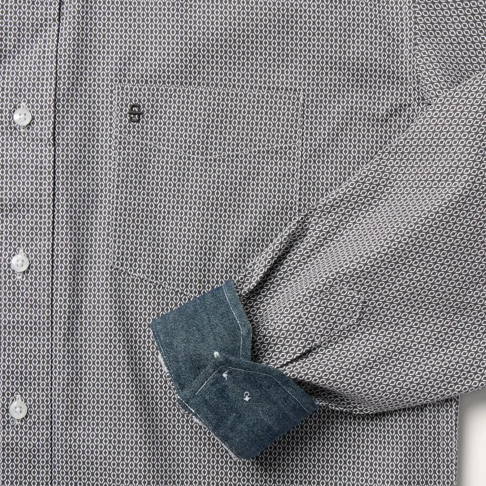 Clearance Stetson Geo Print Button Front Shirt Grey