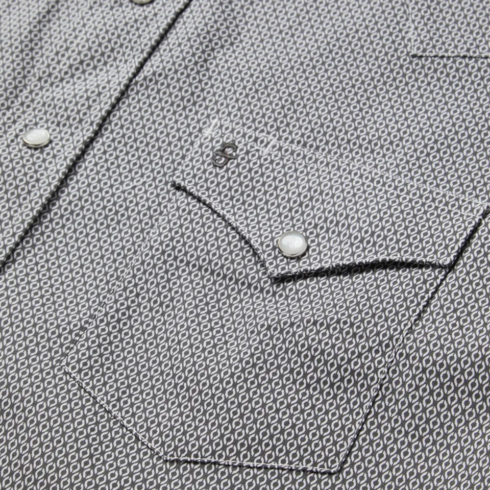 Hot Stetson Geo Print Western Shirt Grey
