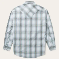 Best Stetson Sky Ombre Plaid Western Shirt Grey