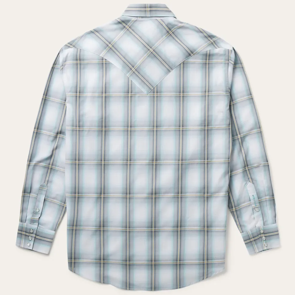 Best Stetson Sky Ombre Plaid Western Shirt Grey