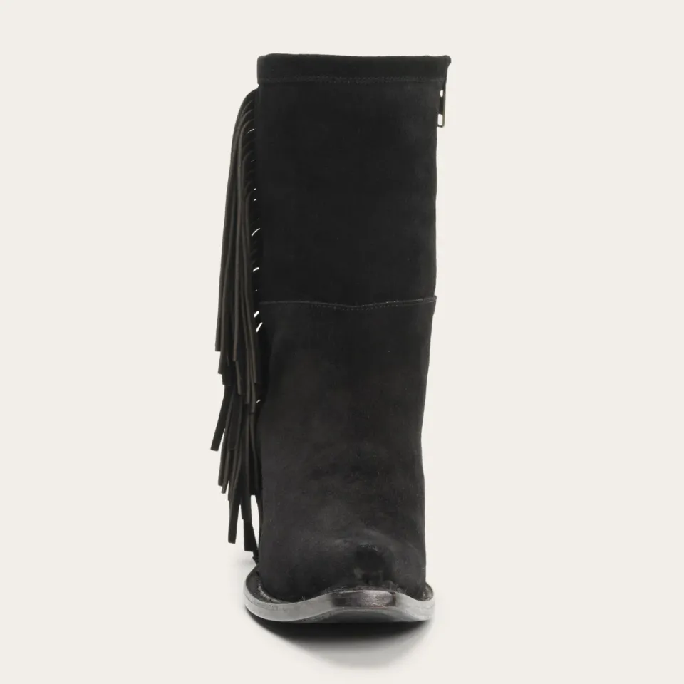 Discount Stetson Halle Suede Fringe Side Zip Boot Black