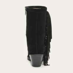 Discount Stetson Halle Suede Fringe Side Zip Boot Black
