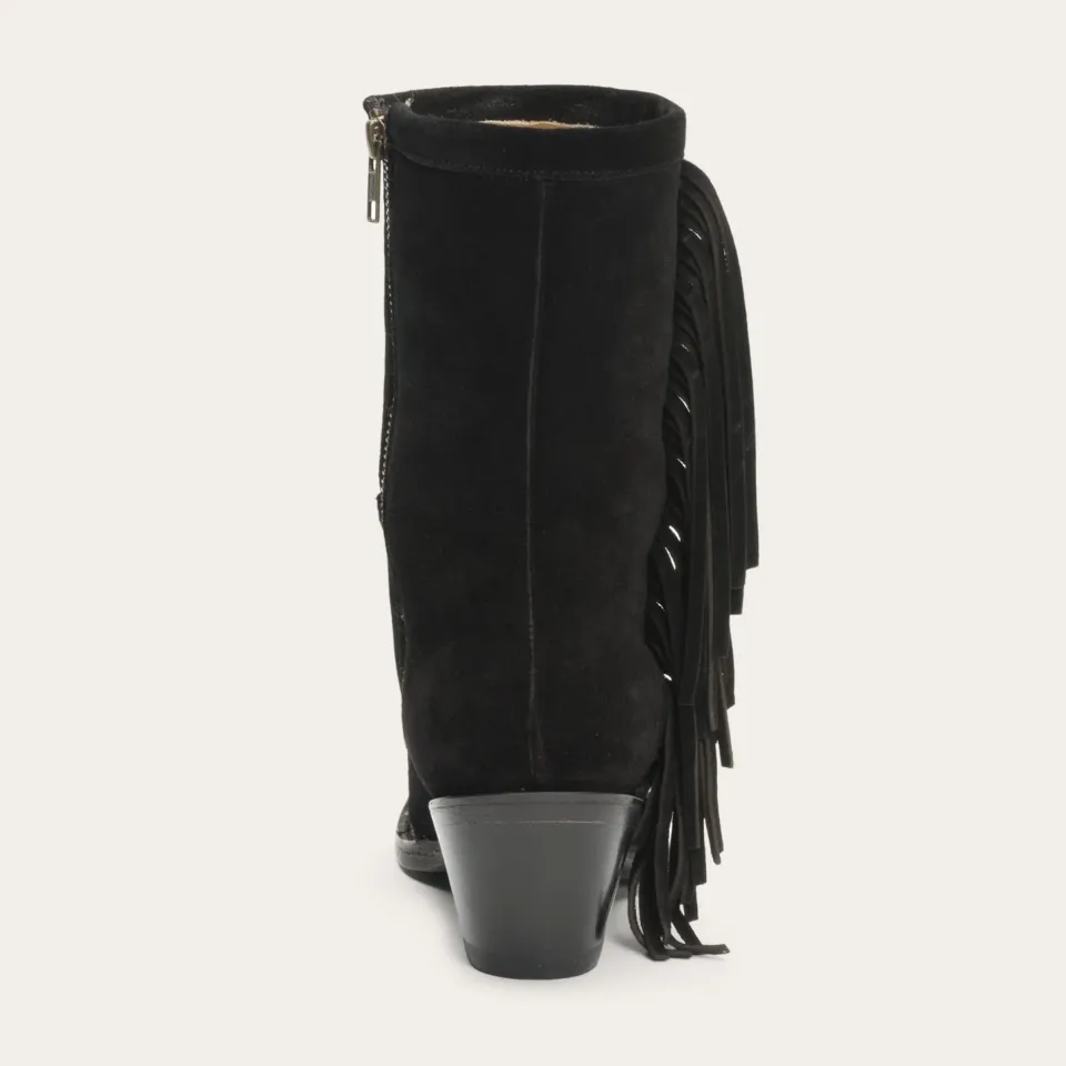 Discount Stetson Halle Suede Fringe Side Zip Boot Black