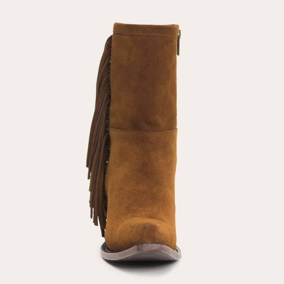 Online Stetson Halle Suede Fringe Side Zip Boot Brown