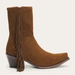 Sale Stetson Halle Suede Fringe Side Zip Boot Brown