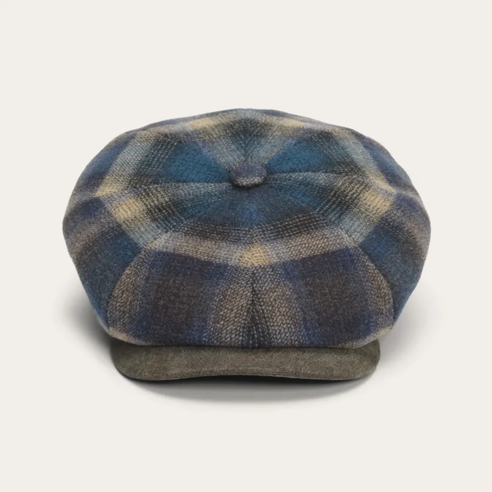 Online Stetson Hatteras Virgin Wool Cap Blue/Beige Check