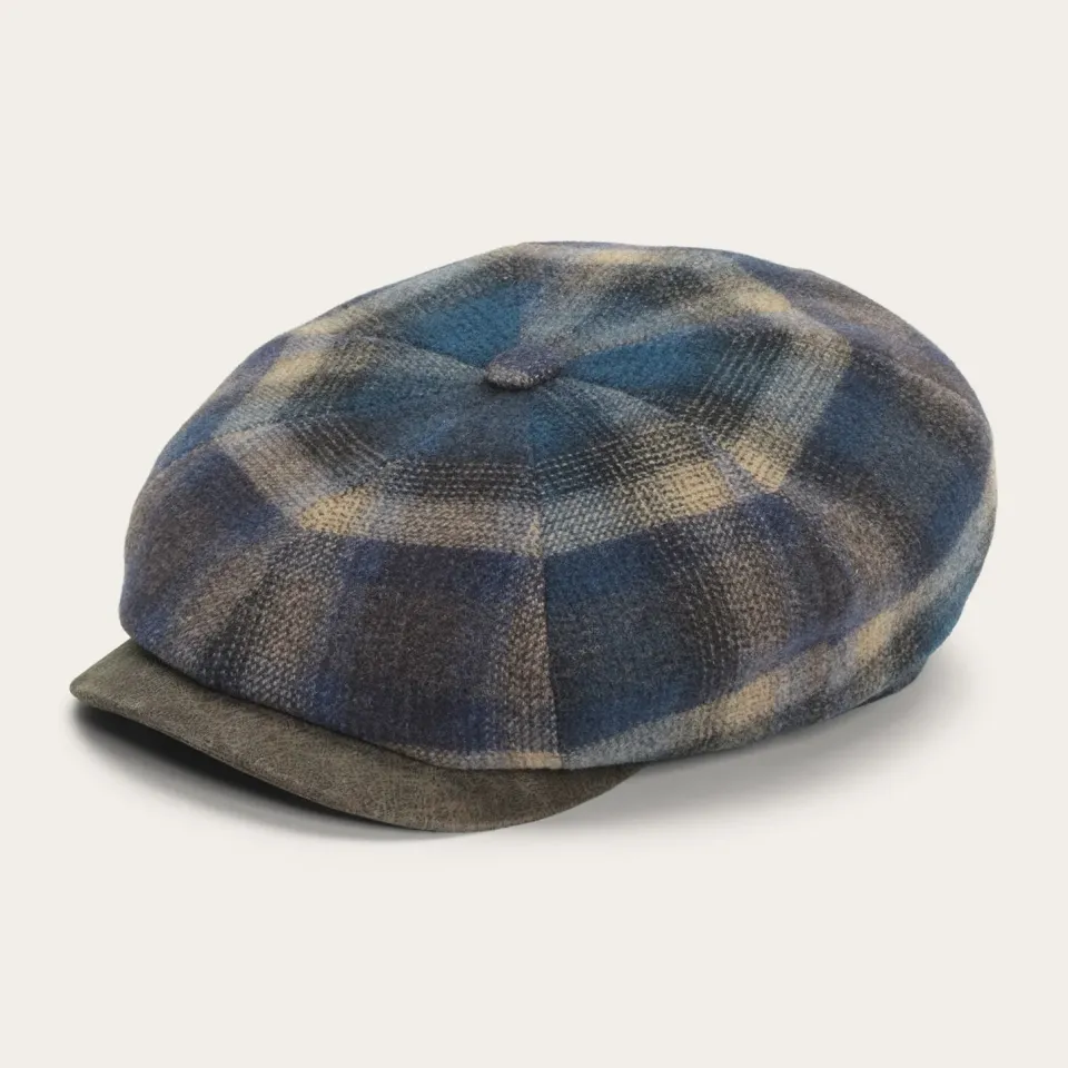 Online Stetson Hatteras Virgin Wool Cap Blue/Beige Check