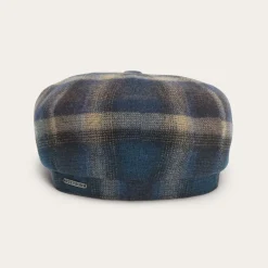 Online Stetson Hatteras Virgin Wool Cap Blue/Beige Check