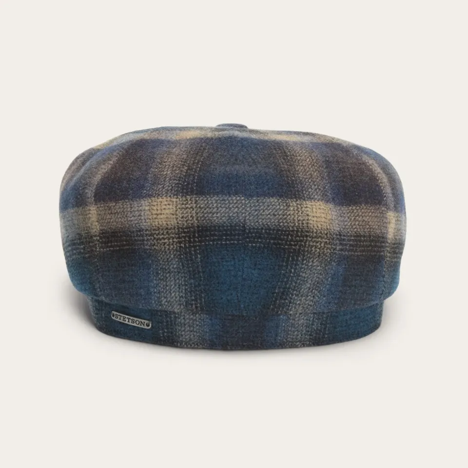 Online Stetson Hatteras Virgin Wool Cap Blue/Beige Check