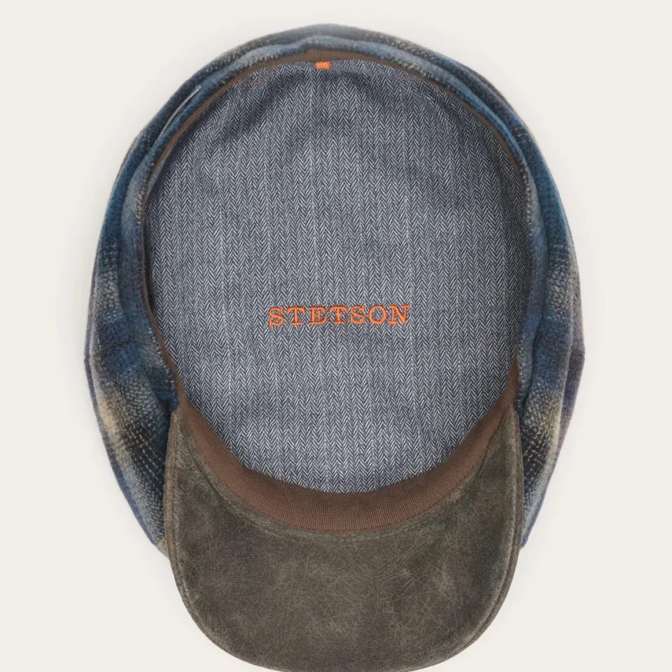 Online Stetson Hatteras Virgin Wool Cap Blue/Beige Check