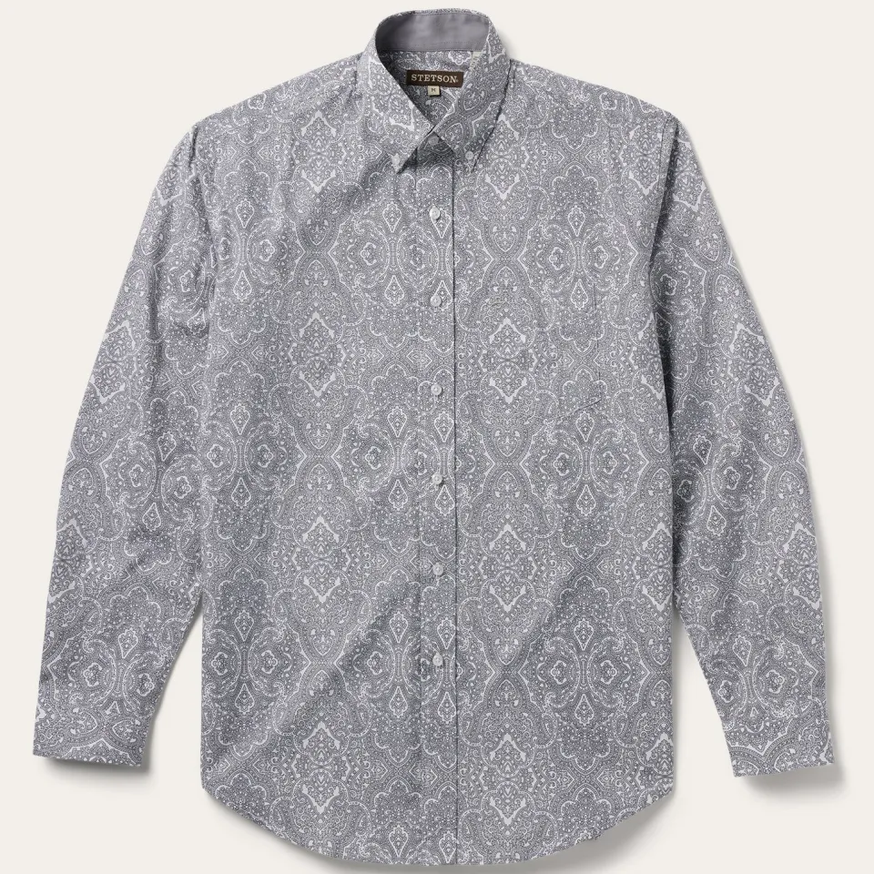 Stetson Highland Paisley Button-Front Shirt Grey