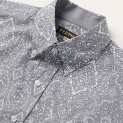 Hot Stetson Highland Paisley Button-Front Shirt Grey