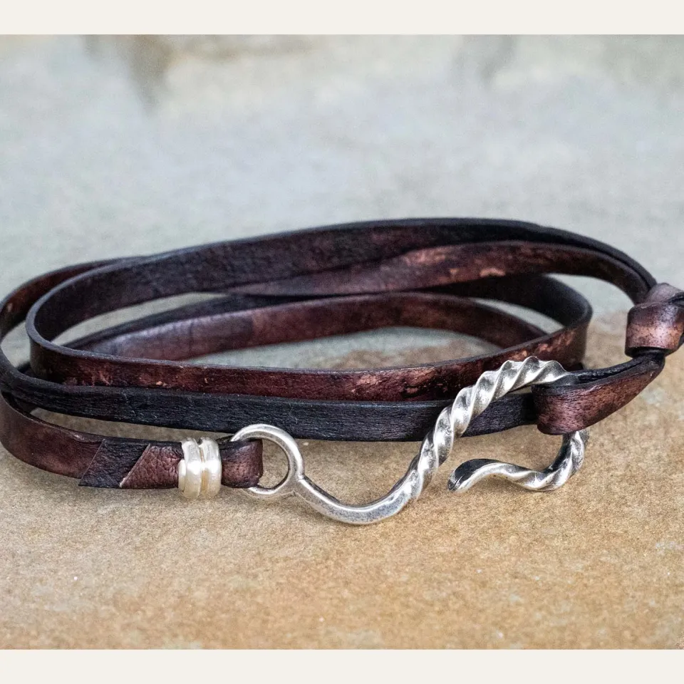 Online Stetson Hook Leather Bracelet Brown Leather
