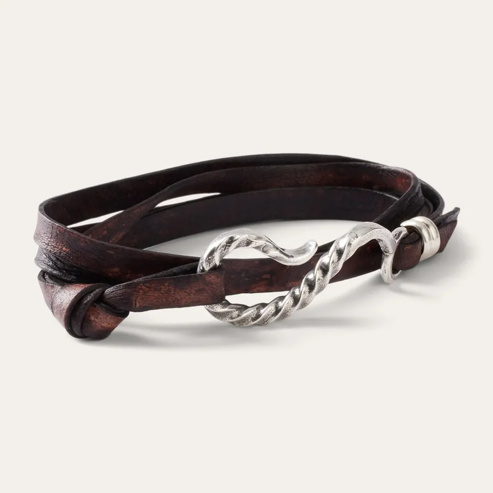 Online Stetson Hook Leather Bracelet Brown Leather
