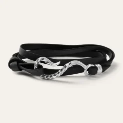 Outlet Stetson Hook Leather Bracelet Black Leather