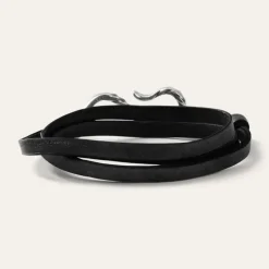 Outlet Stetson Hook Leather Bracelet Black Leather