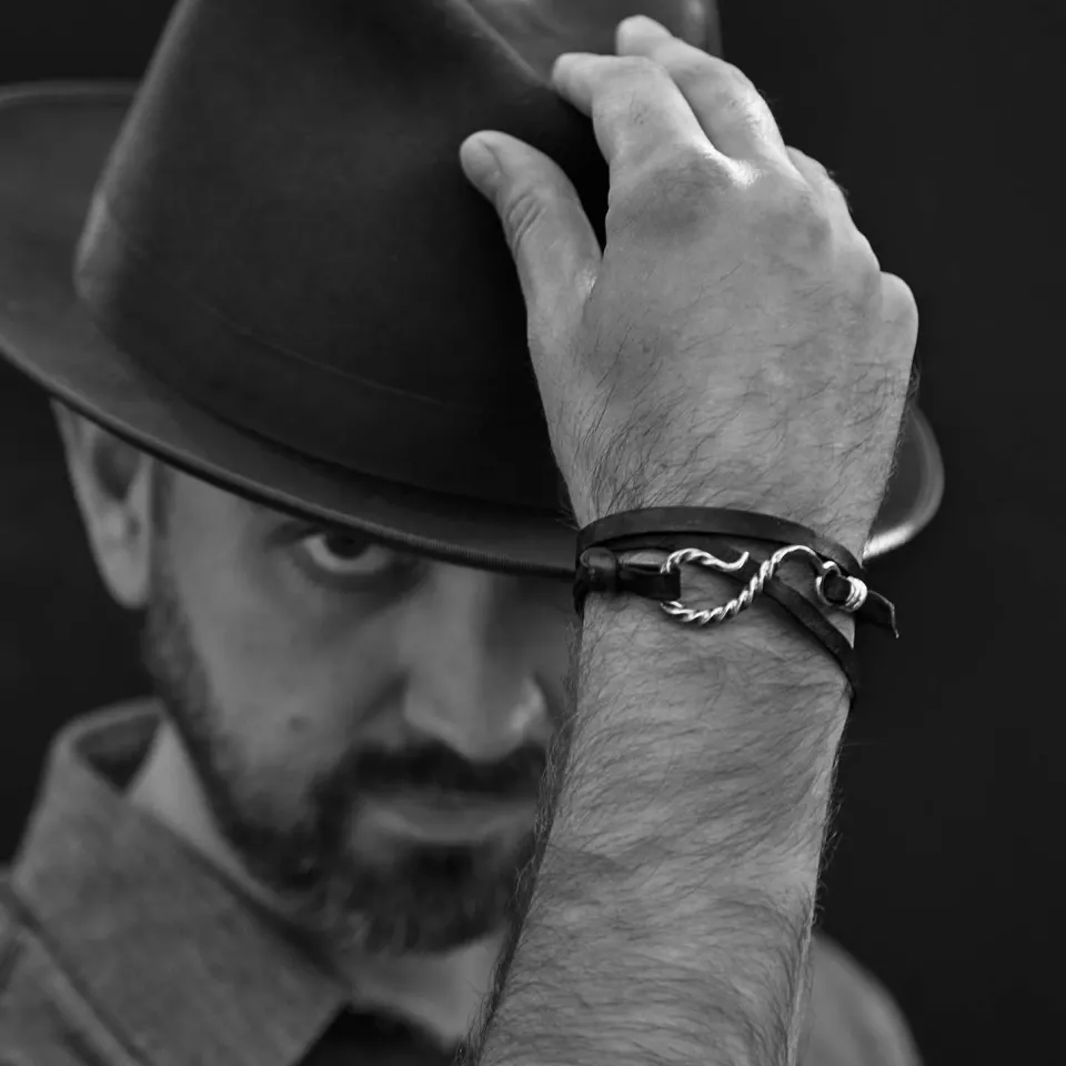 New Stetson Hook Leather Bracelet Brown Leather