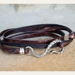 Sale Stetson Hook Leather Bracelet Brown Leather