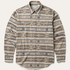 Clearance Stetson Horizontal Aztec Print Western Shirt Brown