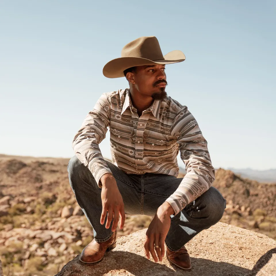 Clearance Stetson Horizontal Aztec Print Western Shirt Brown
