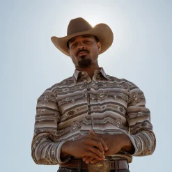 Clearance Stetson Horizontal Aztec Print Western Shirt Brown