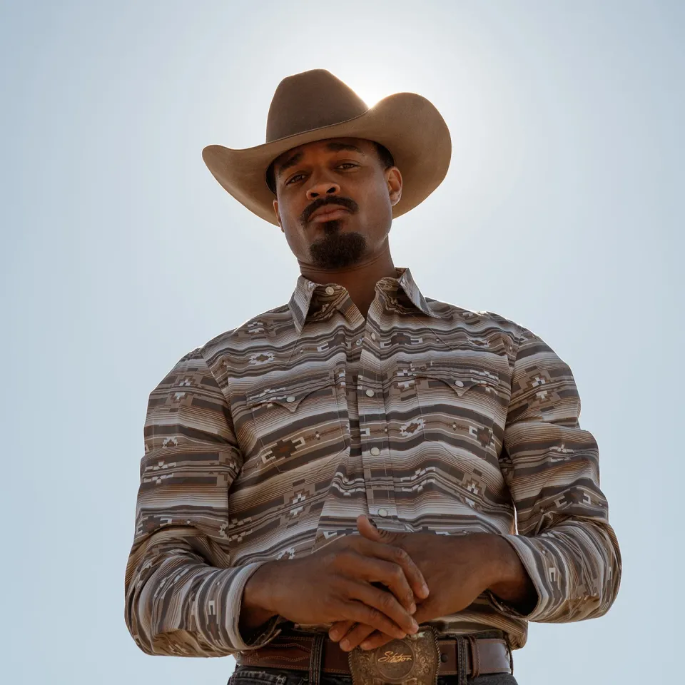 Clearance Stetson Horizontal Aztec Print Western Shirt Brown