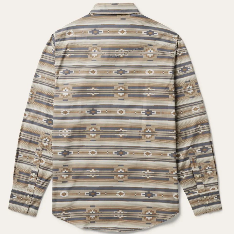 Clearance Stetson Horizontal Aztec Print Western Shirt Brown