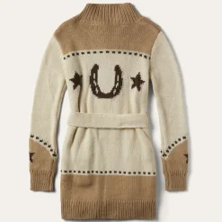 Outlet Stetson Horseshoe Star Belted Cardigan White