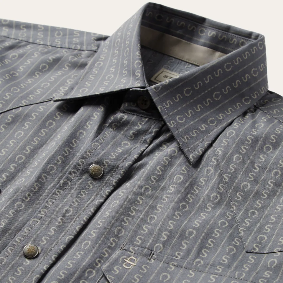 Outlet Stetson Horseshoe Stripe Print Shirt Grey