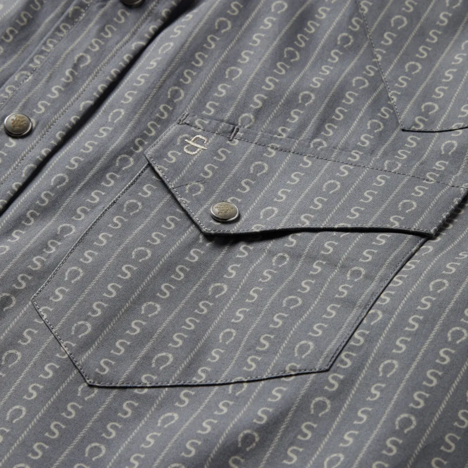 Outlet Stetson Horseshoe Stripe Print Shirt Grey