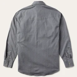 Best Stetson Horseshoe Stripe Print Shirt Grey
