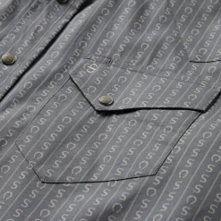 Best Stetson Horseshoe Stripe Print Shirt Grey