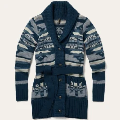 New Stetson Indigo Aztec Belted Cardigan Blue