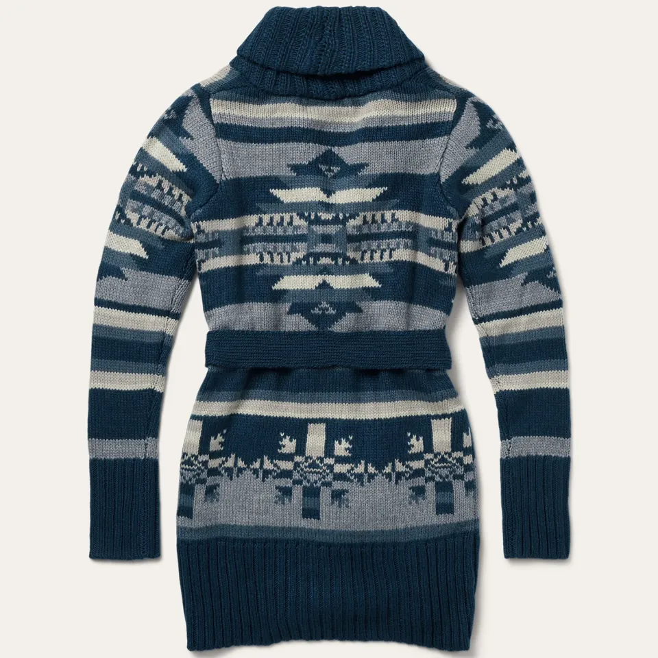 New Stetson Indigo Aztec Belted Cardigan Blue