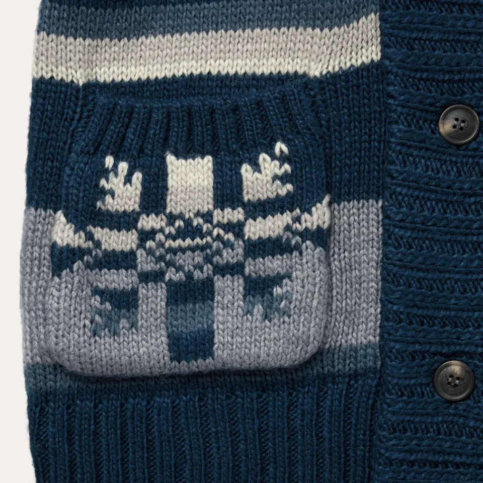 New Stetson Indigo Aztec Belted Cardigan Blue