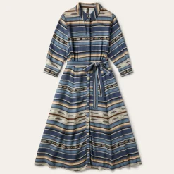 Stetson Indigo Serape Print Dress Blue