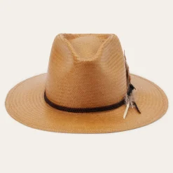 New Stetson Juno Shantung Straw Fedora Sand